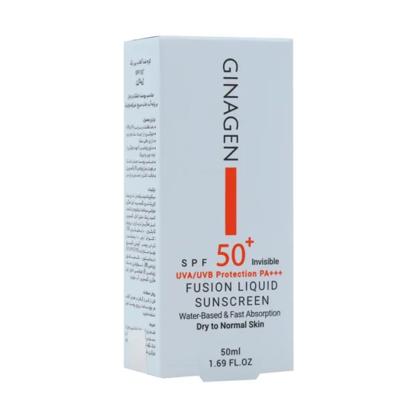 لیکوئید ضد آفتاب بی رنگ پوست خشک و نرمال SPF50 ژیناژن 50 میلی لیتر - Image 2