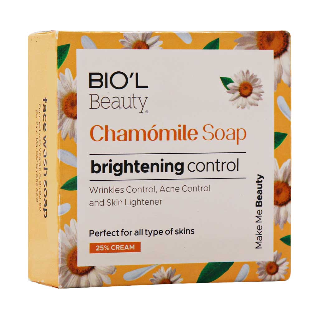 Biol-Chamomile-Brightening-Control-Soap-100-g-1 صابون پاک کننده آرایش صورت بیول حاوی عصاره بابونه 100 گرم - Image 1