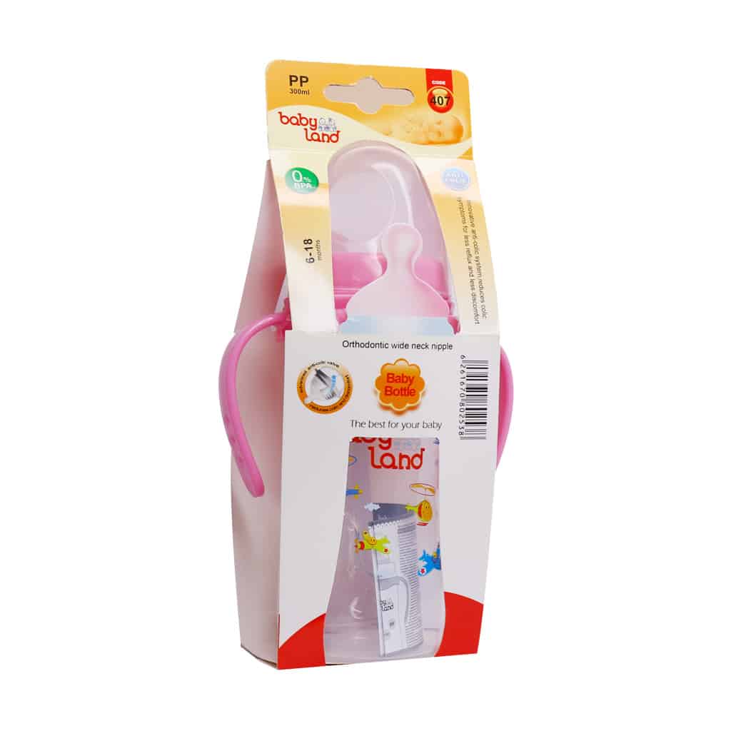 شیشه شیر دسته دار آنتی کولیک بیبی ل شیشه شیر دسته دار آنتی کولیک بیبی لند کد 407 حجم 300 میلی لیتر - Image 1