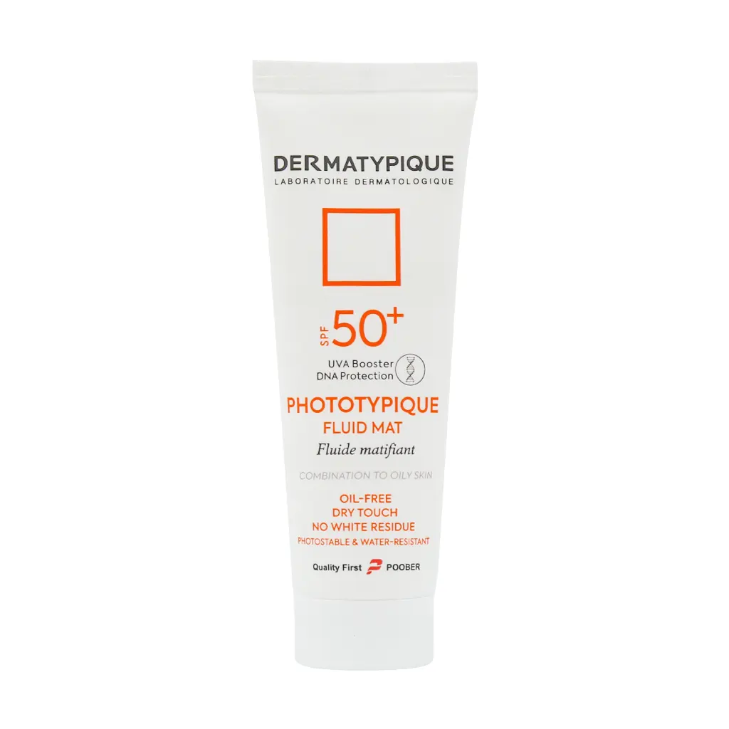 Dermatypique-SPF50-Sunscreen-Fluid-Mat-without-color ضد آفتاب فاقد چربی رنگی SPF50+ بژ طبیعی درماتیپیک 50 میلی لیتر - Image 1