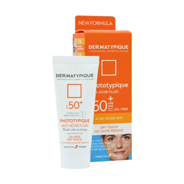 فلوئید ضد آفتاب بی رنگ آنتی آکنه درماتیپیک مناسب پوست چرب و جوش دار SPF50 حجم 40 میلی لیتر - Image 2