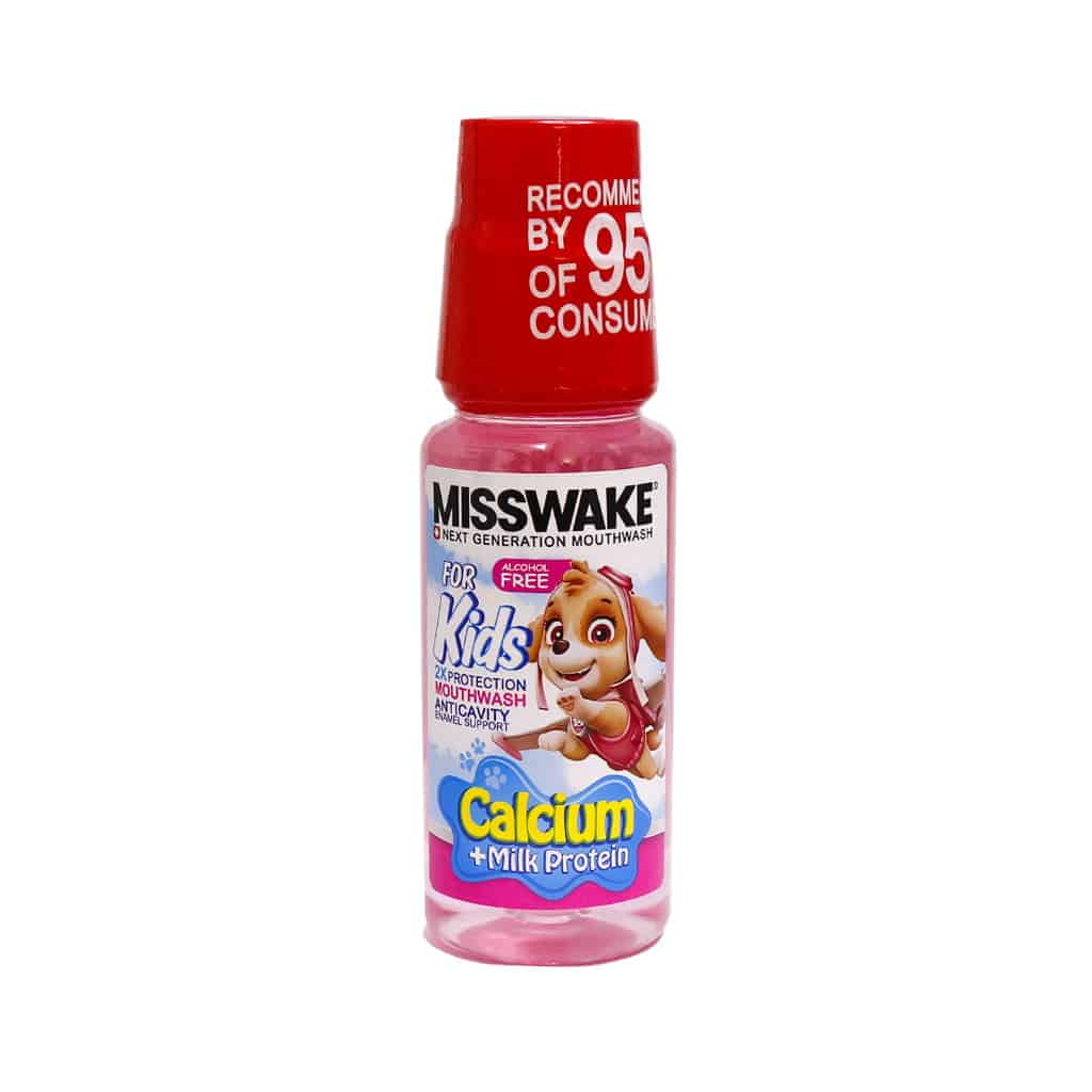 Misswake-Calcium-And-Milk-Protein-For-girly دهانشویه کودکان حاوی کلسیم و پروتئین شیر سگ های نگهبان میسویک 200 میلی لیتر - Image 1