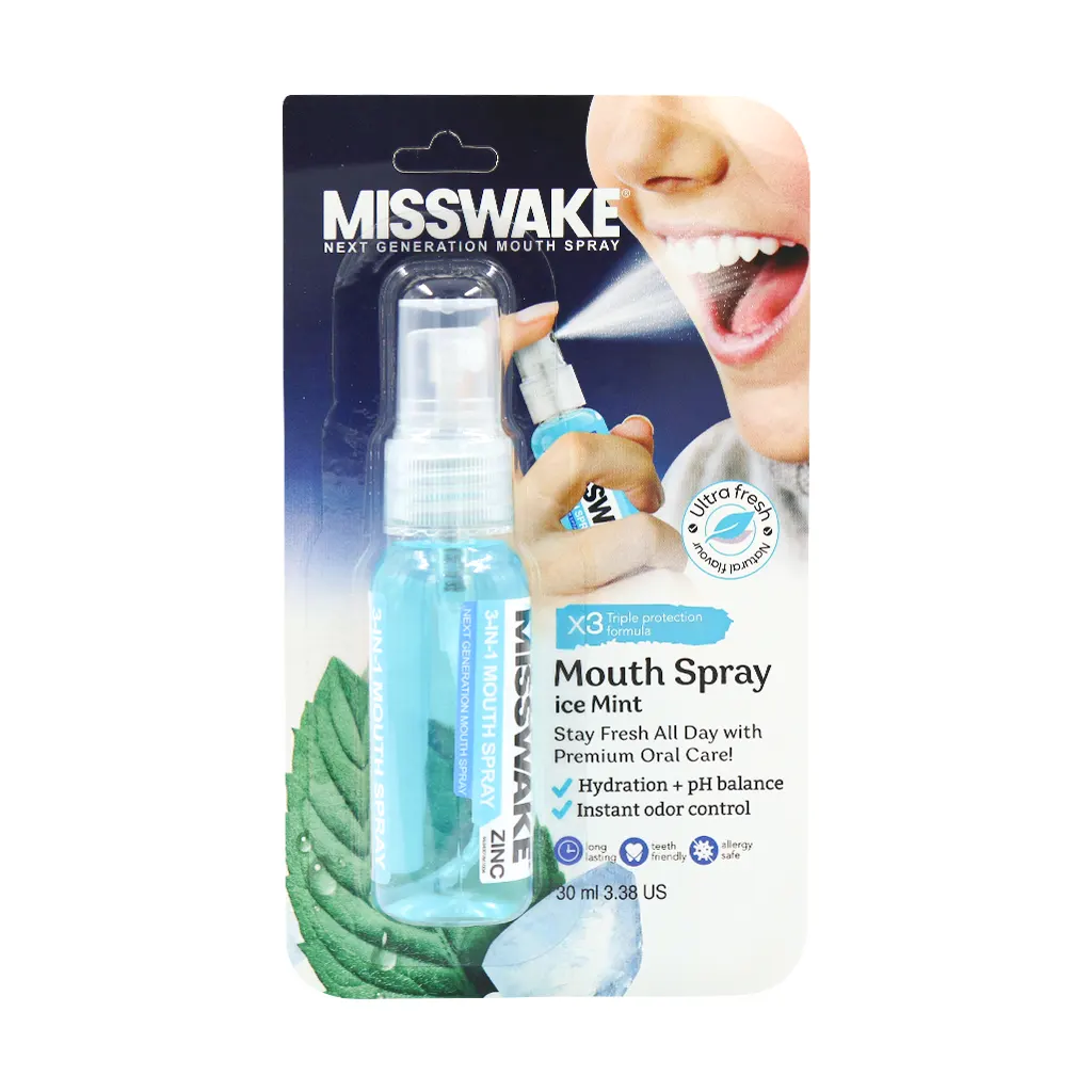 Misswake-Daily-Freshness-Mouth-Spray-30-ml اسپری خوشبو کننده دهان نعنایی میسویک 30 میلی لیتر - Image 1