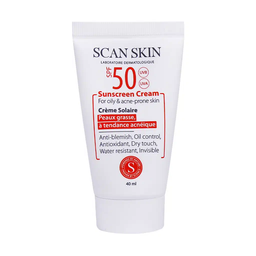 Scan-skin-sunscreen-cream-for-oil-skin-40-ml.jpg کرم ضد آفتاب پوست چرب و مستعد آکنه فاقد رنگ اسکن اسکین 40 میلی لیتر - Image 1