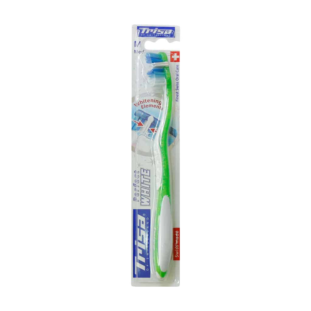 Trisa-Perfect-White-Toothbrushp مسواک پرفکت وایت تریزا با برس متوسط و خاصیت سفیدکنندگی - Image 1