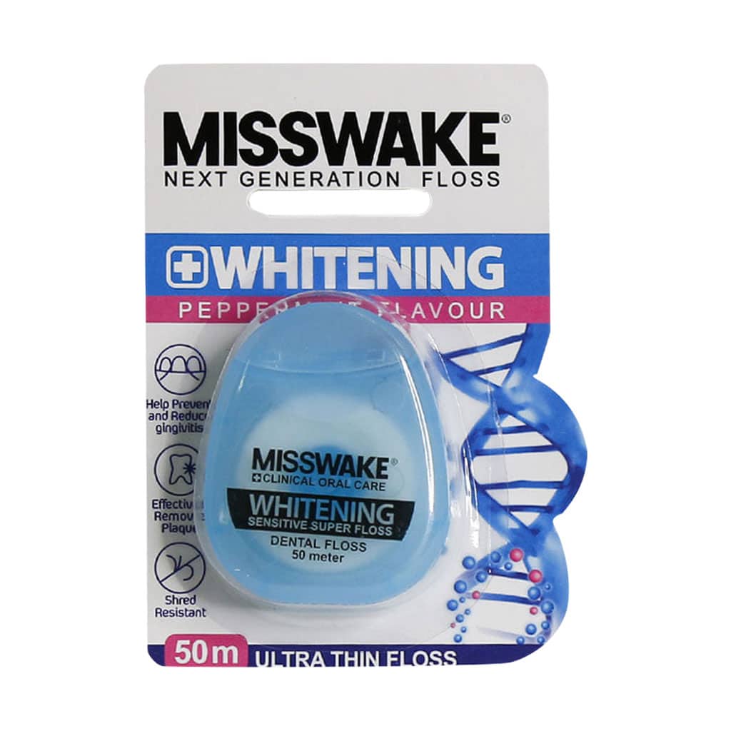 Misswake-Whitening-Sensitive-Super-Floss نخ دندان مدل وایتنینگ میسویک 50 متر - Image 1