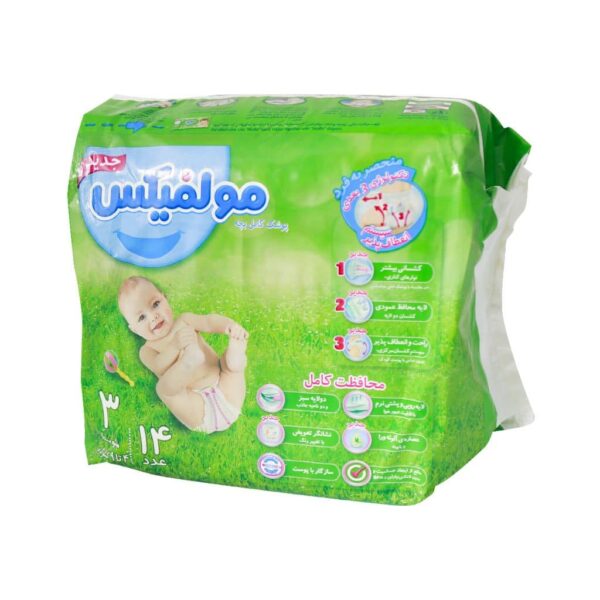 پوشک مولفیکس سایز ۳ مخصوص کودکان 4 تا 9 کیلوگرم 14 عددی - Image 2