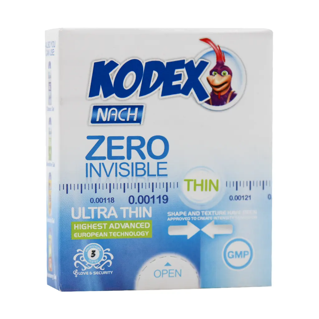 Nach-Kodex-Zero-Natural-Condoms-3-pcs کاندوم کدکس مدل زیرو اینویزیبل - Image 1