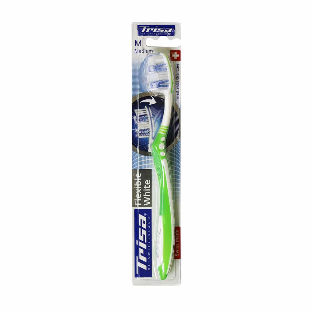 Trisa-Flexible-White-mediumtToothbrush-sabz مسواک فلکسیبل وایت با برس متوسط تریزا - Image 1