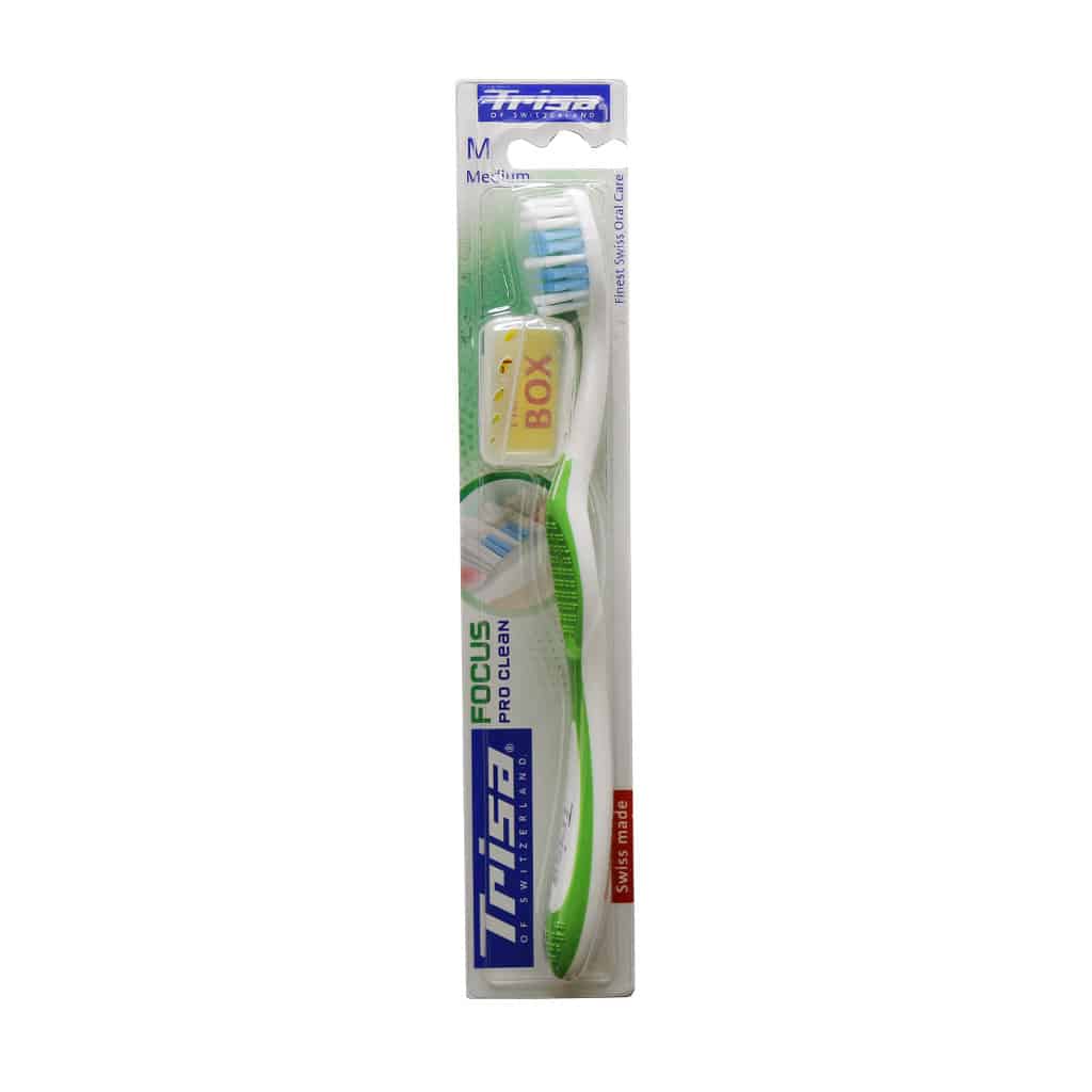 Trisa-Focus-Pro-Clean-Medium-ThootBrush-sabz مسواک فوکوس پروکلین تریزا با برس متوسط - Image 1