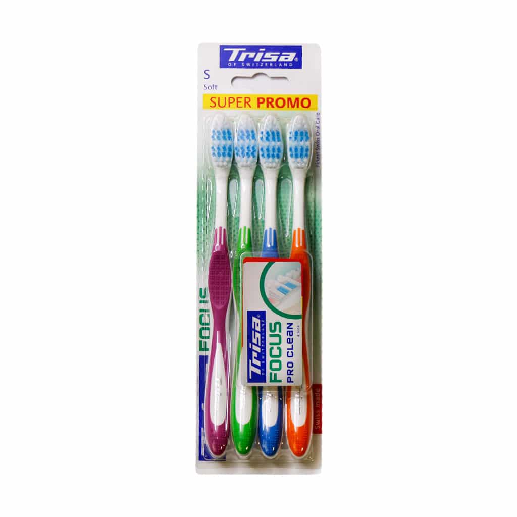 Trisa-Focus-Pro-Clean-Toothbrush-4-Pcs-s پک 4 عددی مسواک فوکوس پرو کلین نرم تریزا - Image 1