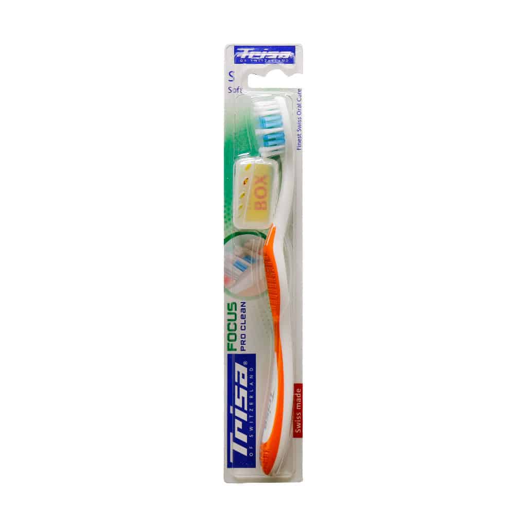 Trisa-Focus-Pro-Clean-Toothbrush-orange مسواک فوکوس پرو کلین تریزا با برس نرم - Image 1