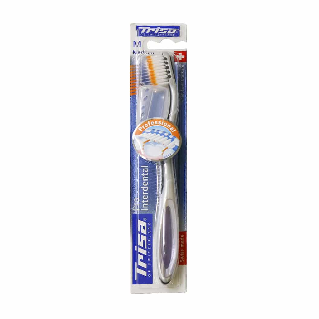 Trisa-Pro-Interdental-Medium-Toothbrush-meshki مسواک پرو اینتردنتال برس متوسط تریزا همراه با محافظ - Image 1