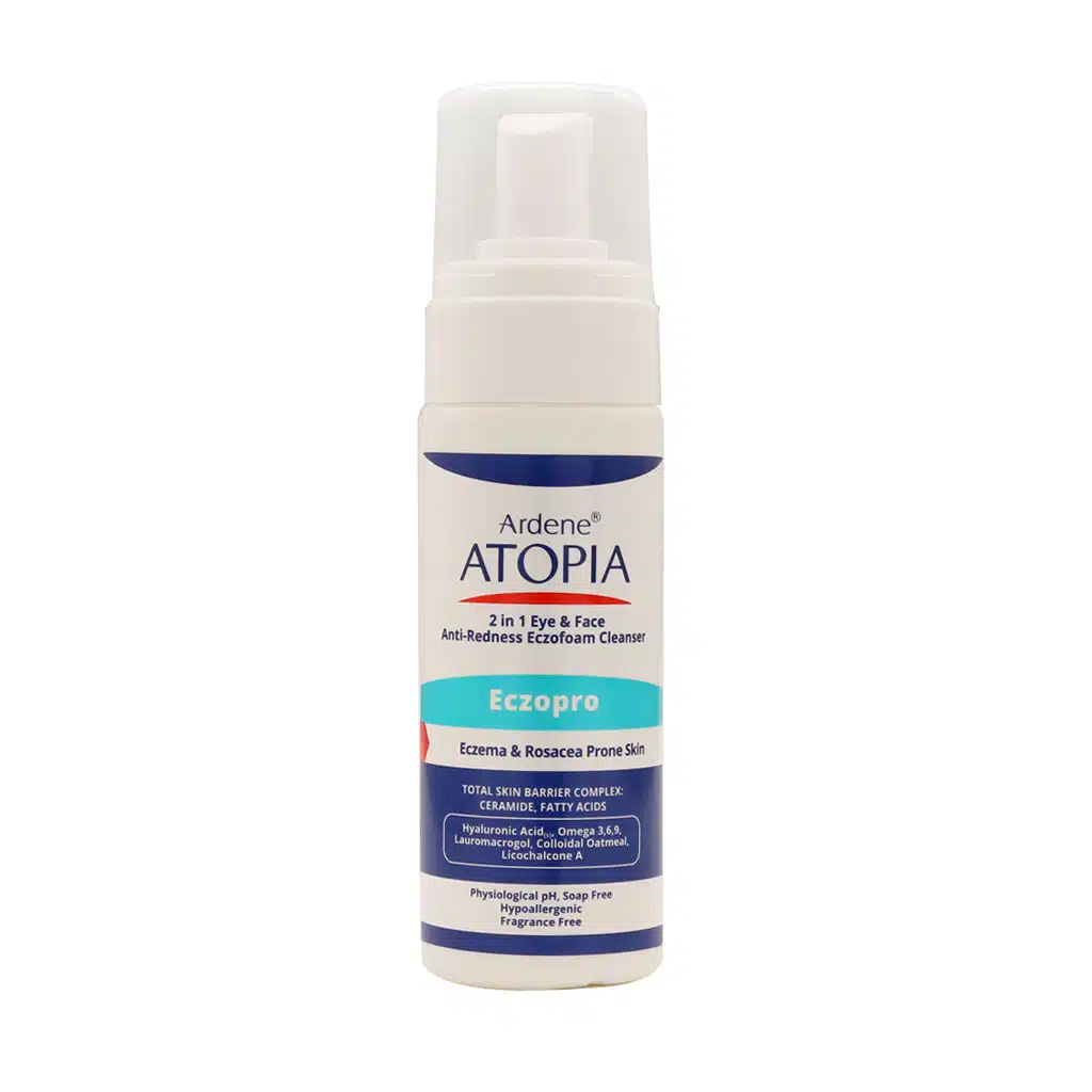Ardene-Atopia-Eye-And-Face-Anti-Redness-Eczofoam-Cleanser-150-ml.jpg فوم شوینده ملایم صورت و اطراف چشم آتوپیا آردن مناسب پوست خیلی خشک و مستعد به قرمزی 150 میلی لیتر - Image 1