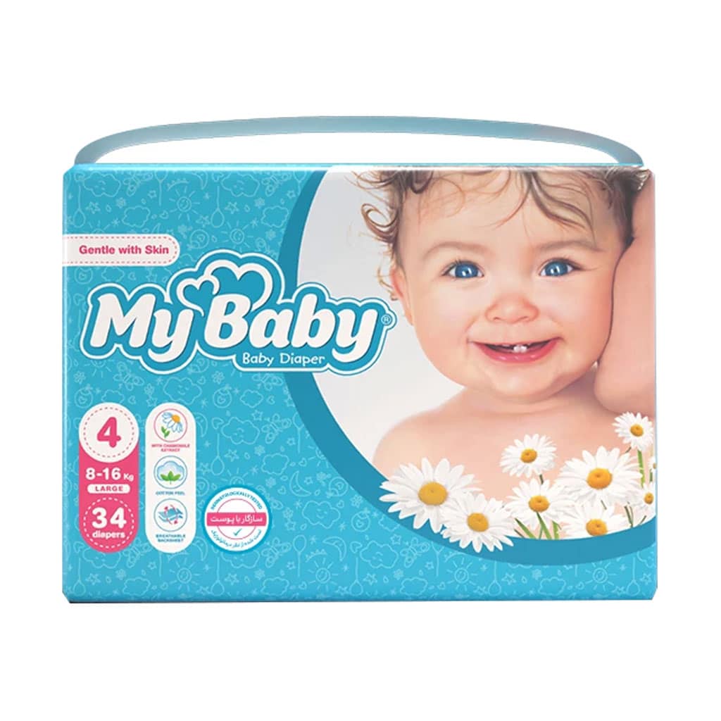 My-Baby-Size-4 پوشک سایز 4 مای بیبی مناسب وزن 8 تا 16 کیلوگرم 34 عددی - Image 1