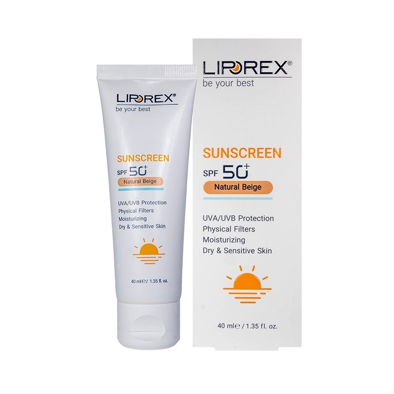 کرم-ضد-آفتاب-پوست-خشک-و-حساس-لیپورکس-Liporex-بژ-طبیعی-1 کرم ضد آفتاب پوست نرمال تا چرب SPF50 لیپورکس - Image 1