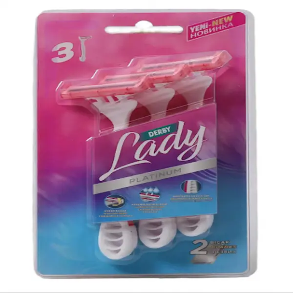 1346536657710702592 تیغ اصلاح زنانه 2 لبه دربی Derby مدل لیدی پلاتینیوم Lady Platinum بسته 3 عددی - Image 1