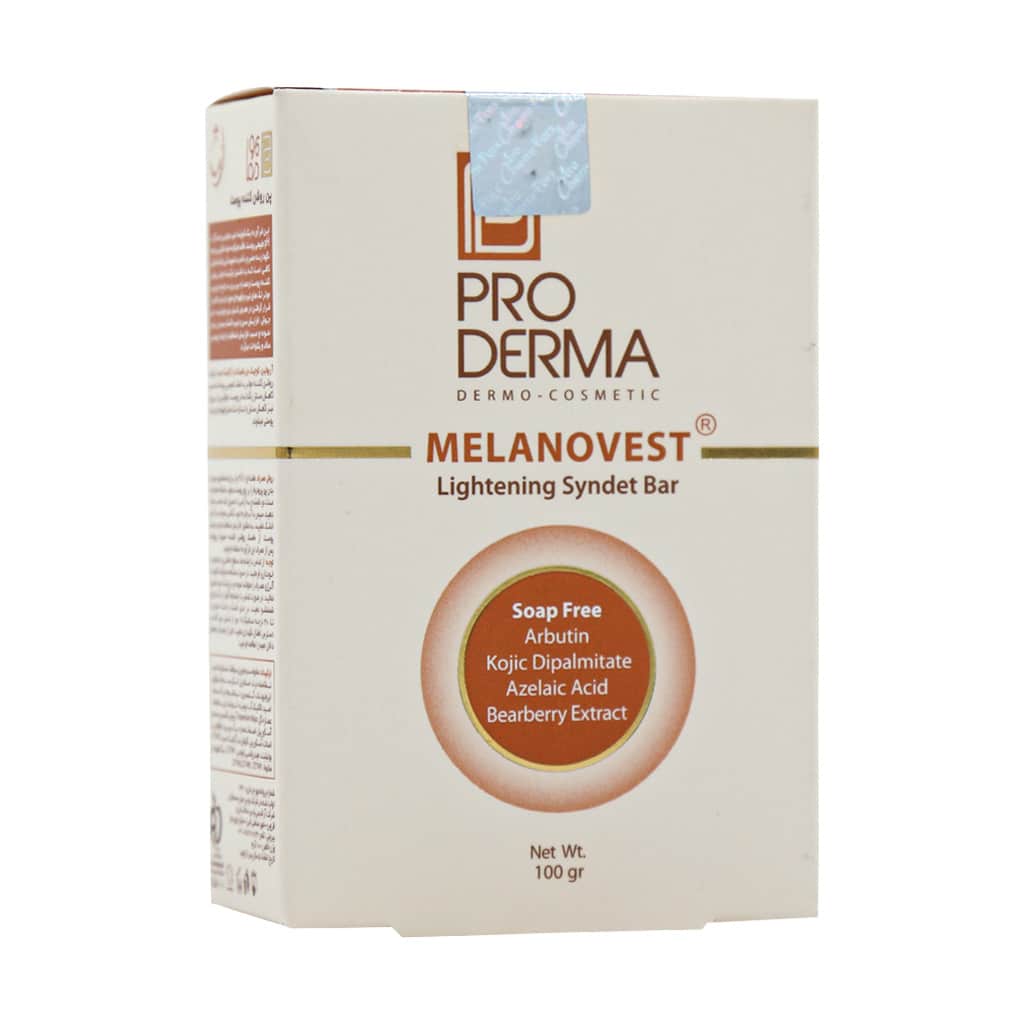 ProDerma-Melanovest-lightening-Syndet-Bar پن روشن کننده پوست پرودرما مناسب انواع پوست ۱۰۰ گرم - Image 1